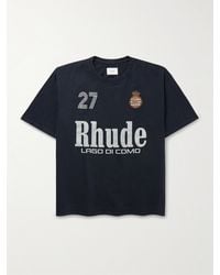 Rhude - Racing Crest Logo-Print Cotton-Jersey T-Shirt - Lyst