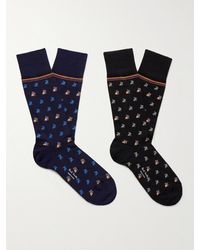 Paul Smith - Cole Two-pack Jacquard-knit Cotton-blend Socks - Lyst
