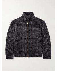 Brunello Cucinelli - Prince Of Wales Checked Virgin Wool-Blend Bomber Jacket - Lyst