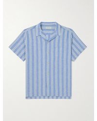 Oliver Spencer - Camp-collar Striped Cotton And Linen-blend Shirt - Lyst
