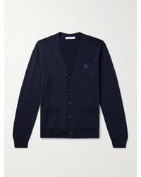 Maison Kitsuné - Cardigan slim-fit in lana con logo applicato - Lyst
