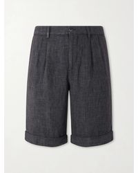 Barena - Scandola Simodo Straight-leg Pleated Linen-blend Gabardine Shorts - Lyst