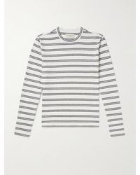 Officine Generale - Striped Cotton And Linen-blend T-shirt - Lyst
