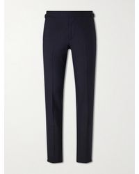 Lardini - Straight-Leg Pleated Striped Wool Trousers - Lyst