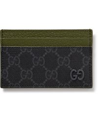 Gucci - GG Supreme Monogrammed Coated-canvas And Pebble-grain Leather Cardholder - Lyst