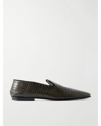Tom Ford - Steven Grosgrain-Trimmed Croc-Effect Leather Loafers - Lyst