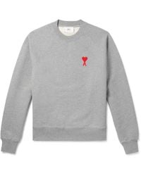 Ami Paris - Logo-embroidered Stretch-cotton Jersey Sweatshirt - Lyst