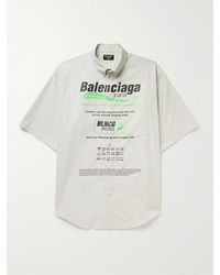 Balenciaga - Button-down Collar Logo-print Cotton-poplin Shirt - Lyst