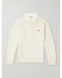 Loewe - Anagram-embroidered Cotton Twill-trimmed Wool-blend Polo Sweater - Lyst