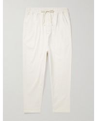 Nili Lotan - Walker Tapered Cropped Brushed Cotton-Blend Twill Drawstring Trousers - Lyst