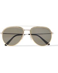 Cartier - Santos Evolution Aviator-style Gold And Silver-tone Sunglasses - Lyst