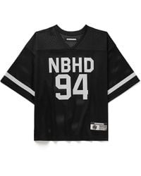 Neighborhood - Logo-Print Appliquéd Mesh T-Shirt - Lyst