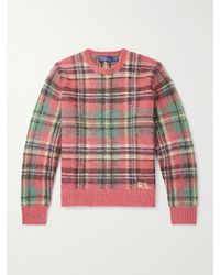 Polo Ralph Lauren - Logo-Embroidered Checked Brushed-Knit Sweater - Lyst