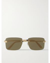 Cartier - Santos rahmenlose Sonnenbrille mit goldfarbenen Details - Lyst