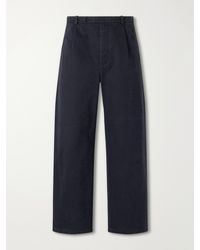 Jil Sander - Straight-Leg Pleated Cotton-Drill Trousers - Lyst