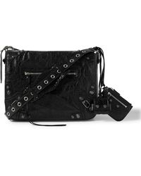 Balenciaga - Le Cagole Embellished Textured-Leather Messenger Bag - Lyst