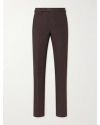 J. Mueser - Waverly Straight-Leg Cotton And Linen-Blend Twill Suit Trousers - Lyst