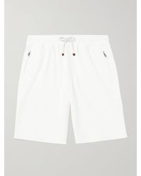 Brunello Cucinelli - Gerade geschnittene Shorts aus Jersey aus einer Baumwollmischung mit Kordelzugbund - Lyst