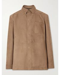 Canali - Paneled Suede Overshirt - Lyst