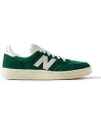 New Balance - T500 Leather-Trimmed Suede And Nubuck Sneakers - Lyst