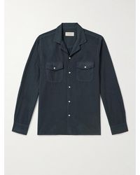 Officine Generale - Eric Camp-Collar Garment-Dyed Lyocell And Cotton-Blend Shirt - Lyst