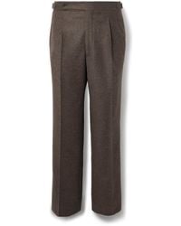 STÒFFA - Straight-Leg Pleated Wool And Cashmere-Blend Trousers - Lyst