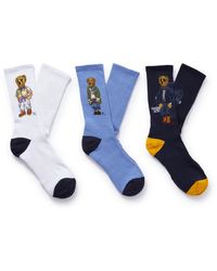 Polo Ralph Lauren - Three-pack Ribbed Jacquard-knit Cotton-blend Socks - Lyst