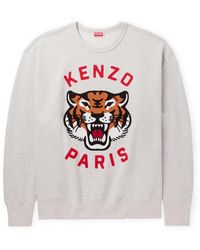 KENZO - Logo-appliquéd Cotton-jersey Sweatshirt - Lyst