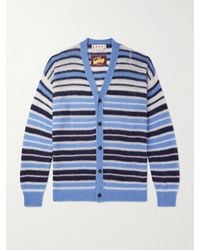 Marni - Logo-Embroidered Striped Mohair-Blend Cardigan - Lyst