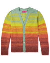 The Elder Statesman - Striped Cashmere And Cotton-blend Cardigan - Lyst
