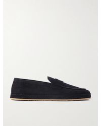 Brunello Cucinelli - Washed-Suede Penny Loafers - Lyst