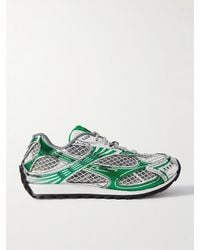 Bottega Veneta - Orbit Metallic Rubber And Mesh Sneakers - Lyst