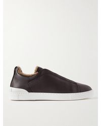 Zegna - Triple Stitchtm Shearling-lined Full-grain Leather Slip-on Sneakers - Lyst