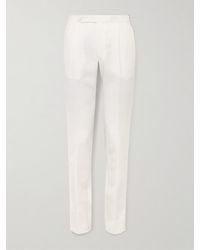 De Petrillo - Slim-fit Pleated Linen Trousers - Lyst