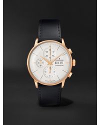 Junghans - Meister Chronoscope Automatic 40.7 Mm Pvd-coated Stainless Steel And Leather Watch - Lyst