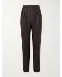 Brunello Cucinelli - Straight-Leg Pleated Prince Of Wales Wool, Cashmere And Silk-Blend Suit Trousers - Lyst