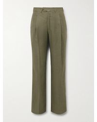 Saman Amel - Straight-Leg Pleated Linen Suit Trousers - Lyst