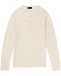 Thom Sweeney - Linen And Cotton-blend Henley T-shirt - Lyst