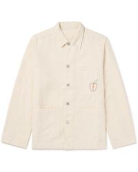 Drake's - Fatigue Embroidered Cotton And Linen-blend Twill Jacket - Lyst
