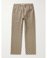 Gucci - Gerade geschnittene Hose aus Jacquard aus einer Baumwollmischung mit Logomuster und Kordelzugbund - Lyst