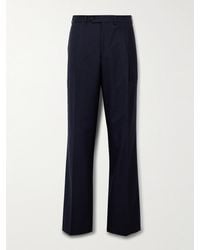 Saman Amel - Amo Wide-Leg Pleated Wool, Silk And Linen-Blend Suit Trousers - Lyst