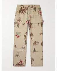 CHERRY LA - Straight-Leg Printed Cotton-Twill Trousers - Lyst