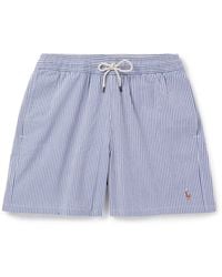 Polo Ralph Lauren - Traveler Straight-Leg Mid-Length Striped Cotton-Blend Seersucker Swim Shorts - Lyst