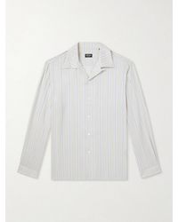 ZEGNA - Striped Camp-collar Silk Shirt - Lyst