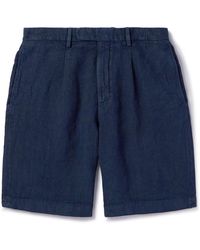 Boglioli - Straight-leg Pleated Linen Shorts - Lyst