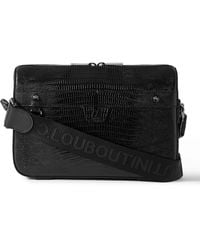 Christian Louboutin - Ruisbuddy Studded Rubber-trimmed Full-grain Leather Messenger Bag - Lyst