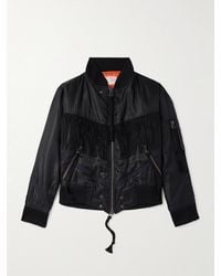 Greg Lauren - Tails Slim-Fit Fringed Suede-Trimmed Shell Bomber Jacket - Lyst