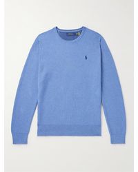 Polo Ralph Lauren - Slim-fit Logo-embroidered Honeycomb-knit Cotton Sweater - Lyst