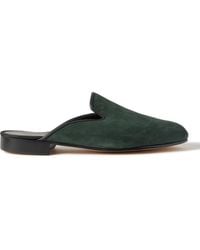 George Cleverley - Leather-trimmed Suede Backless Loafers - Lyst