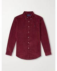 Polo Ralph Lauren - Button-Down Collar Logo-Embroidered Cotton-Corduroy Shirt - Lyst